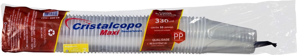 Encontraproduto.com.br - Copo Plástico Cristalcopo Transparente 330ml Com 50 Unidades