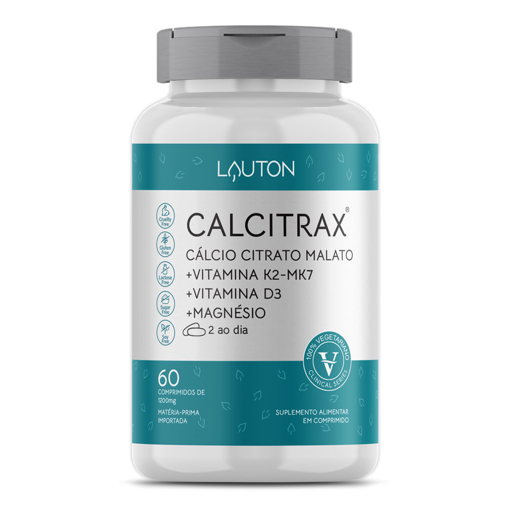 Calcitrax (Cálcio Citrato, Magnésio, Vitamina K2 e D3) 60 Cápsulas - Lauton Nutrition