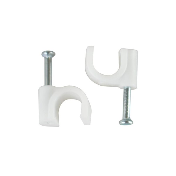 Fixa Fio EVUS RG6 8MM Branco com Prego ACO Pacote com 100 C-105