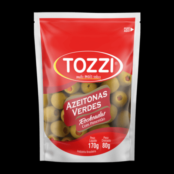 Azeitona Verde Recheada Com Pimentão Tozzi 80G