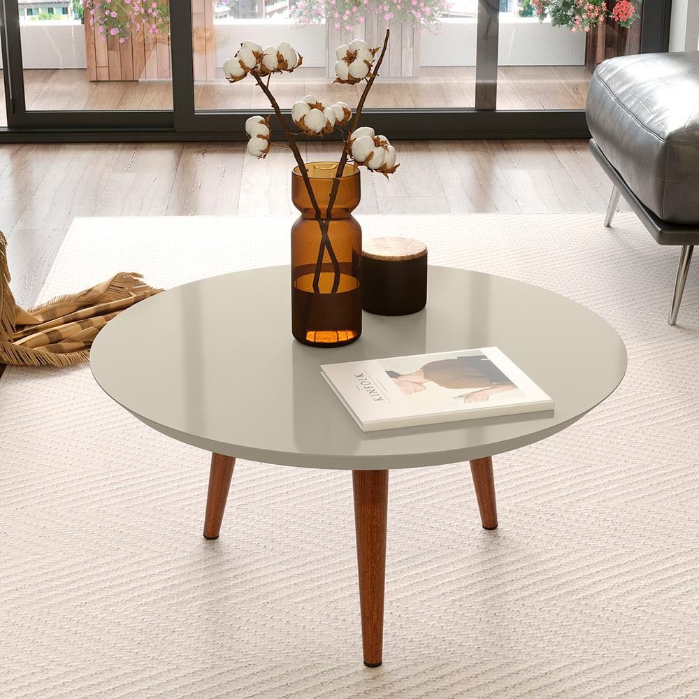 Mesa De Centro Baixa Patrimar Lins Off White Com Cedro