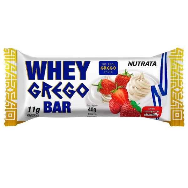 Encontraproduto.com.br - Barra Whey Grego Bar Sabor Morango Com Chantilly 40g