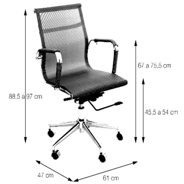 Encontraproduto.com.br - Cadeira Giratória Baixa Office Tela Preto Base Rodízio Cromado