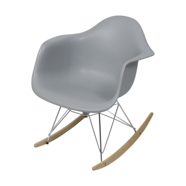 Cadeira De Balanço Com Braço Eames Dar Polipropileno Cinza Base Madeira