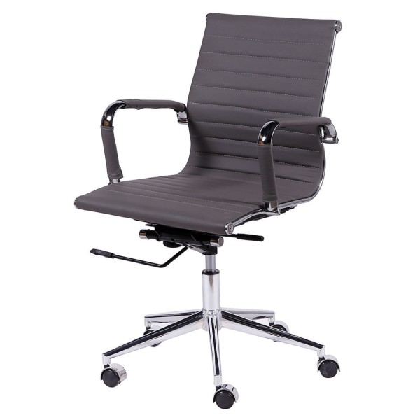 Cadeira Office Eames Esteirinha Baixa com Rodizio Cinza