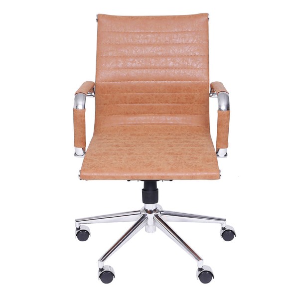 Encontraproduto.com.br - Cadeira Office Eames Esteirinha Baixa com Rodizio Retrô Castanho
