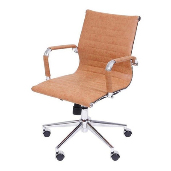 Encontraproduto.com.br - Cadeira Office Eames Esteirinha Baixa com Rodizio Retrô Castanho