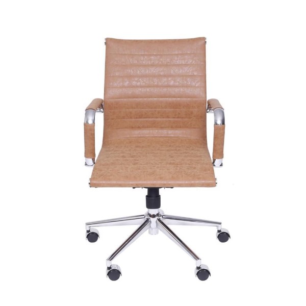 Encontraproduto.com.br - Cadeira Office Eames Esteirinha Baixa com Rodizio Retrô Castanho