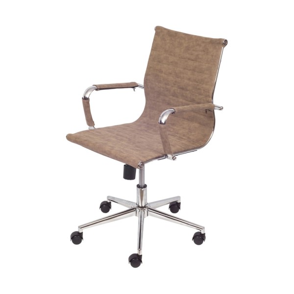 Encontraproduto.com.br - Cadeira Office Eames Esteirinha Baixa com Rodizio Retrô Castanho