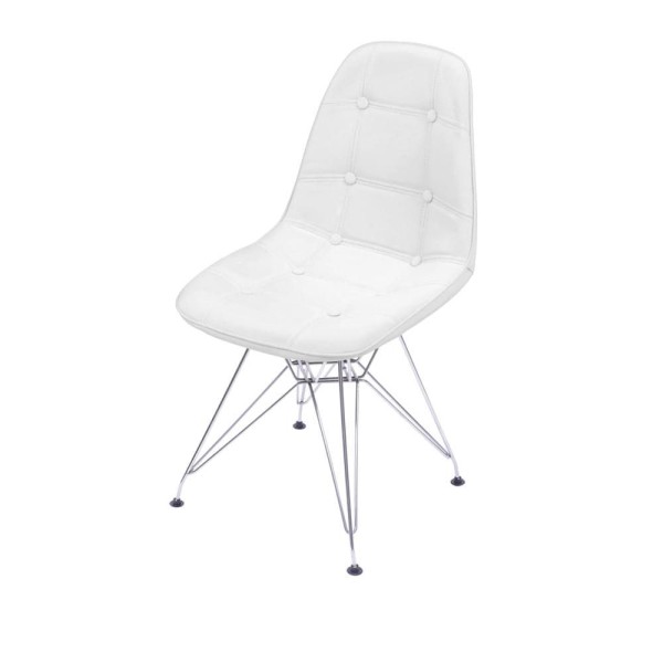 Encontraproduto.com.br - Cadeira Eames Dkr Botonê Assento Pu Branca Base Cromada