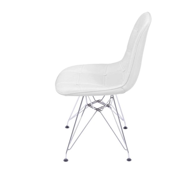 Encontraproduto.com.br - Cadeira Eames Dkr Botonê Assento Pu Branca Base Cromada