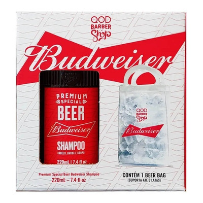 Shampoo Qod Barber Shop Budweiser 220ml + Beer Bag