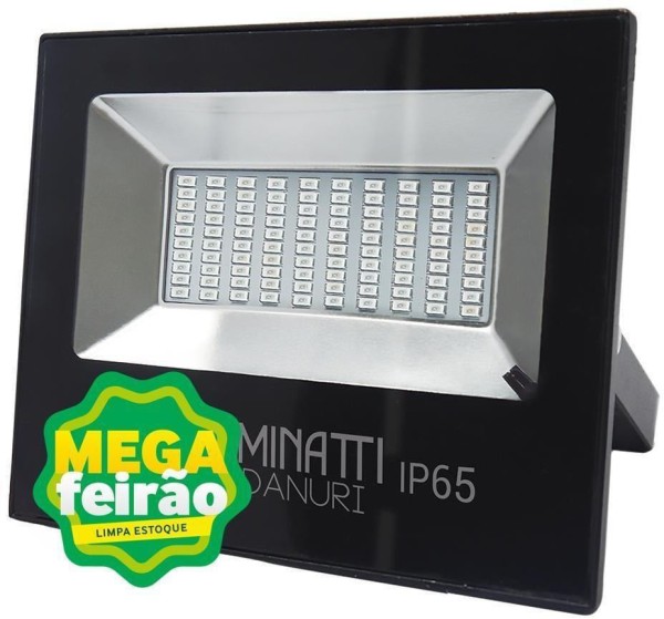 Encontraproduto.com.br - Refletor LED Bivolt 50W RGB Com Controle 130 Graus Preto IP65 Luminatti