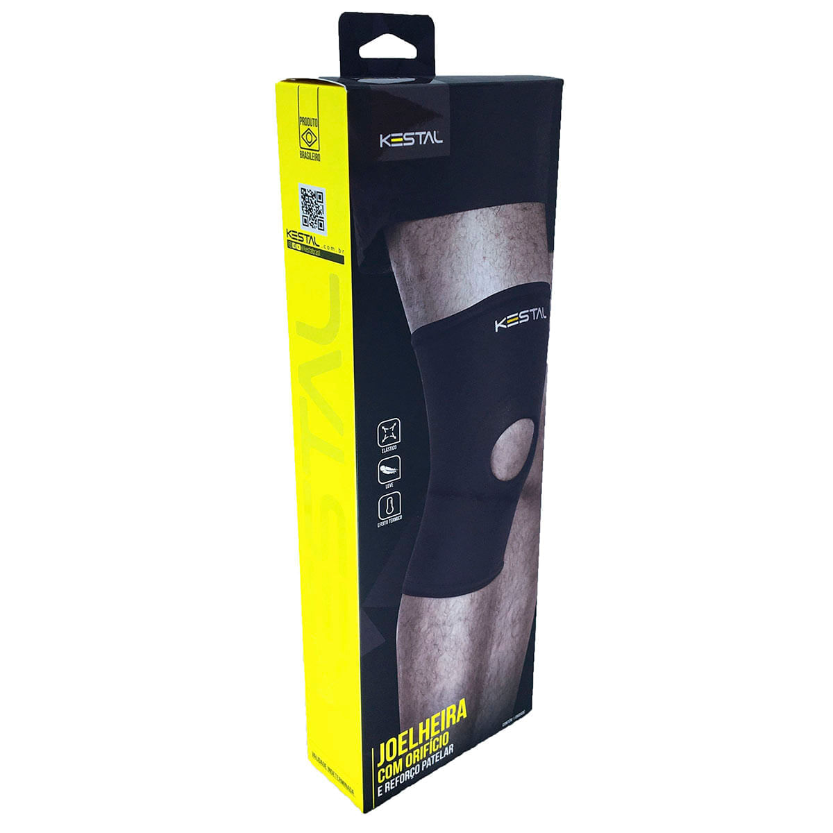 Encontraproduto.com.br - Joelheira Orifício Reforçado Curta KSN002 Preta Tam GG Kestal