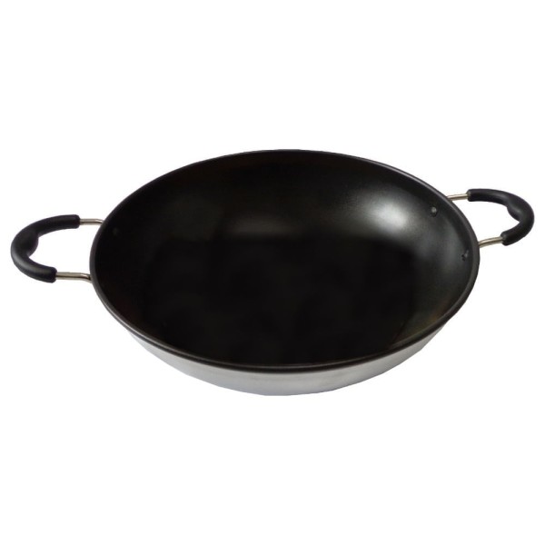 Encontraproduto.com.br - Wok antiaderente com alças 30 cm - escovado