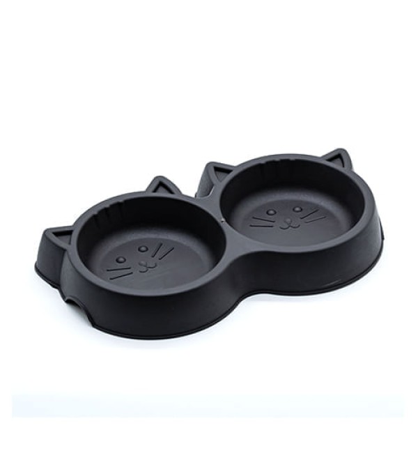 Encontraproduto.com.br - Comedouro Duplo Luxo Preto para Gato – Pet Injet