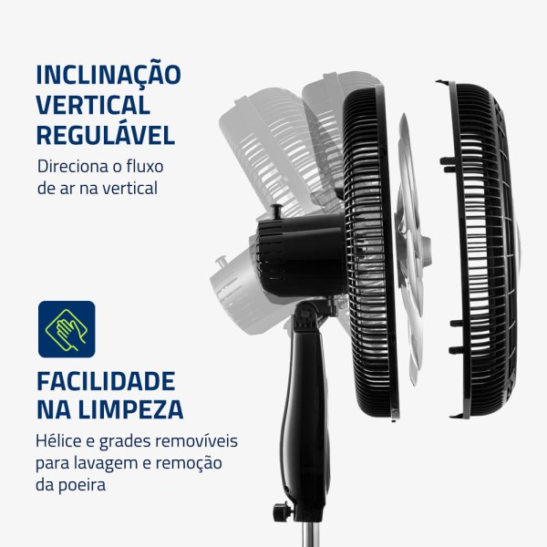 Encontraproduto.com.br - Ventilador Coluna com Controle e 8 Pás Turbo Control Preto e Cinza 40CM 220V 140W - VTX-40-8P-CR - Mondial