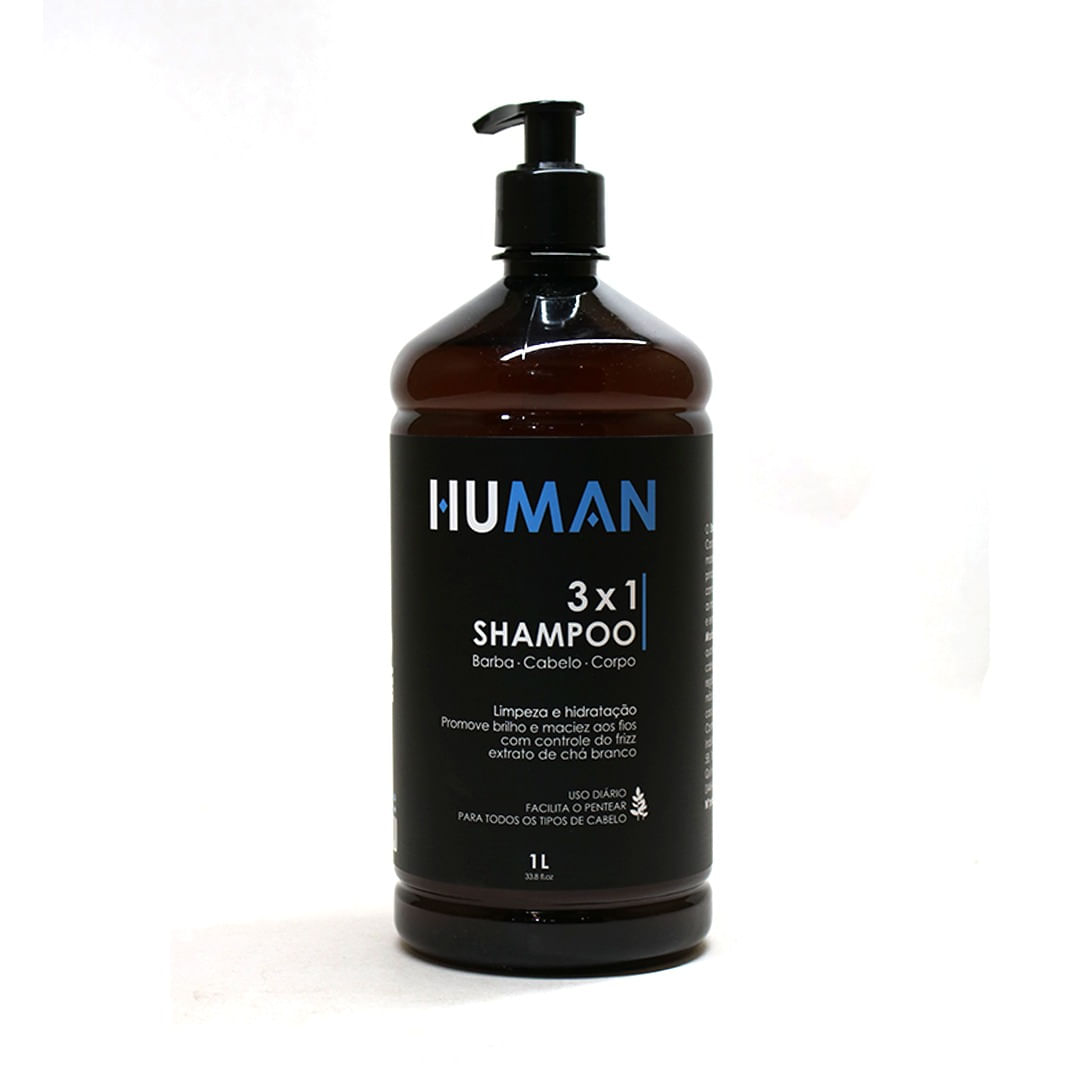 Shampoo 3 em 1 Limpeza e Hidratação Human Frasco 1l
