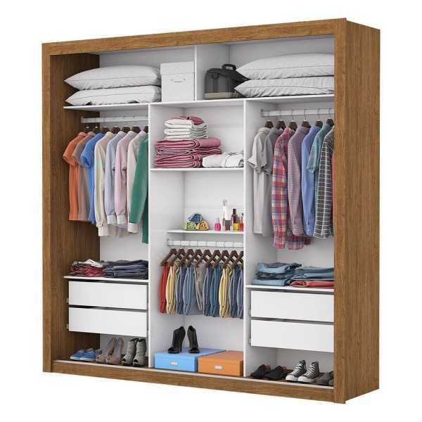 Encontraproduto.com.br - Guarda Roupa 3 Portas Com Espelho Conquista Premium Cinamomo