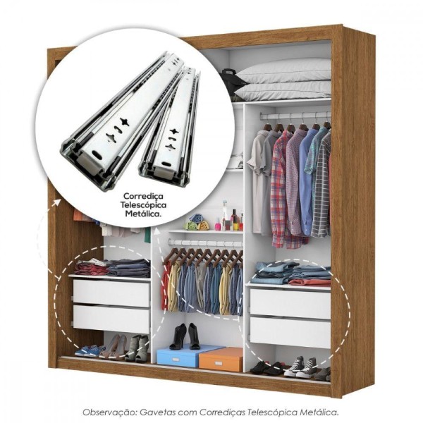Encontraproduto.com.br - Guarda Roupa 3 Portas Com Espelho Conquista Premium Cinamomo