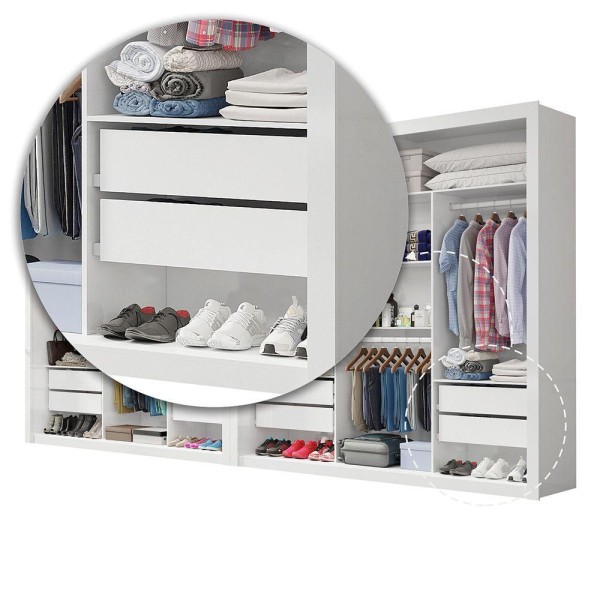 Encontraproduto.com.br - Closet Casal Premium Clarice Plus 06 Portas 8 Gavetas Branco