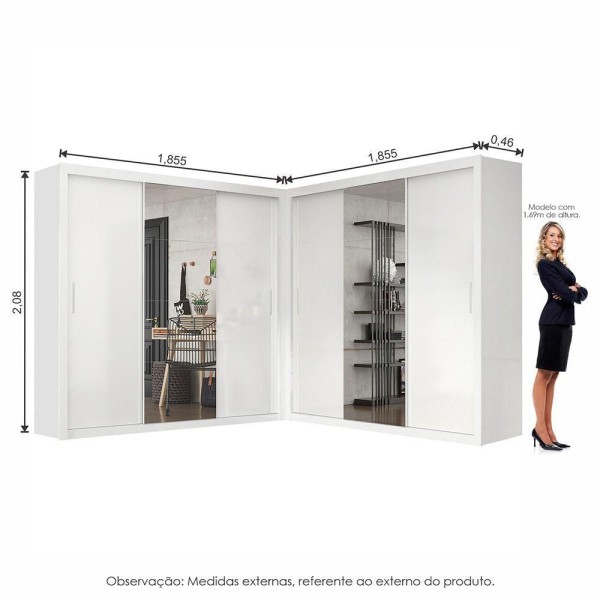 Encontraproduto.com.br - Closet Casal Premium Clarice Plus 06 Portas 8 Gavetas Branco