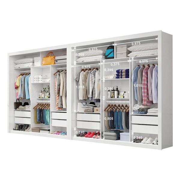 Encontraproduto.com.br - Closet Casal Premium Clarice Plus 06 Portas 8 Gavetas Branco