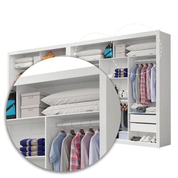 Encontraproduto.com.br - Closet Casal Premium Clarice Plus 06 Portas 8 Gavetas Branco