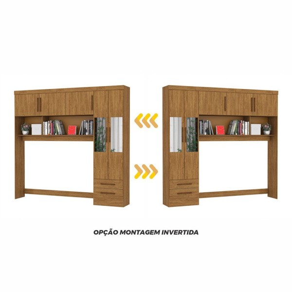 Encontraproduto.com.br - Guarda Roupa Modulado Com Cama Paris 5 Portas Com Espelho E 2 Gavetas Freijó