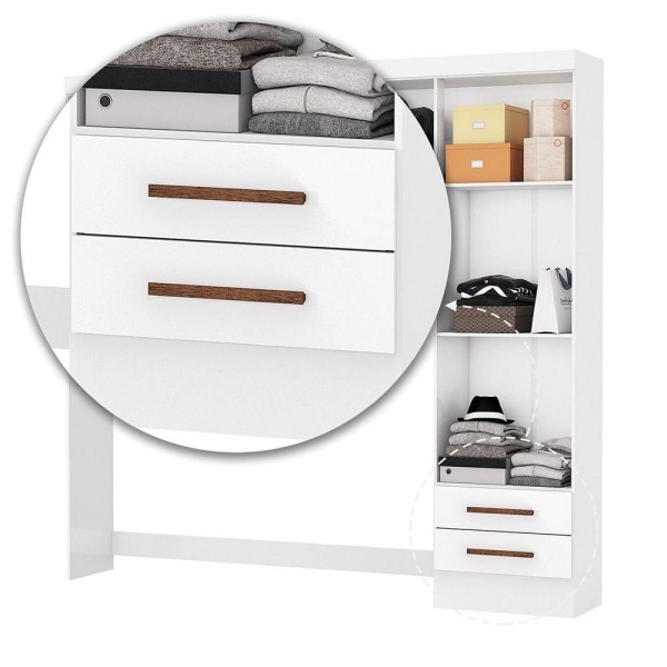 Encontraproduto.com.br - Guarda Roupa Modulado Com Cama Paris 5 Portas 2 Gavetas Branco