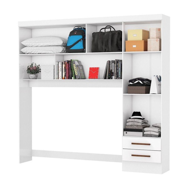 Encontraproduto.com.br - Guarda Roupa Modulado Com Cama Paris 5 Portas 2 Gavetas Branco
