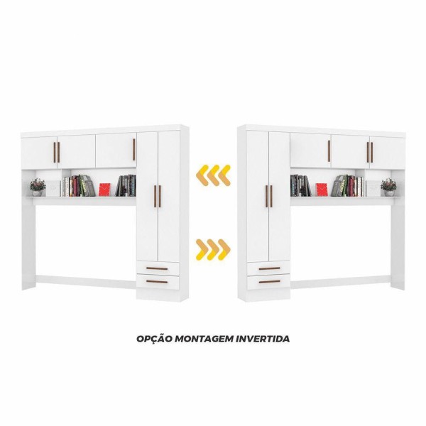 Encontraproduto.com.br - Guarda Roupa Modulado Com Cama Paris 5 Portas 2 Gavetas Branco