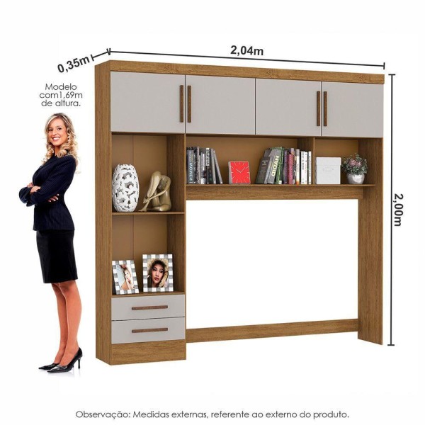 Encontraproduto.com.br - Guarda Roupa Modulado Com Cama Paris 4 Portas 2 Gavetas Freijó Com Off White