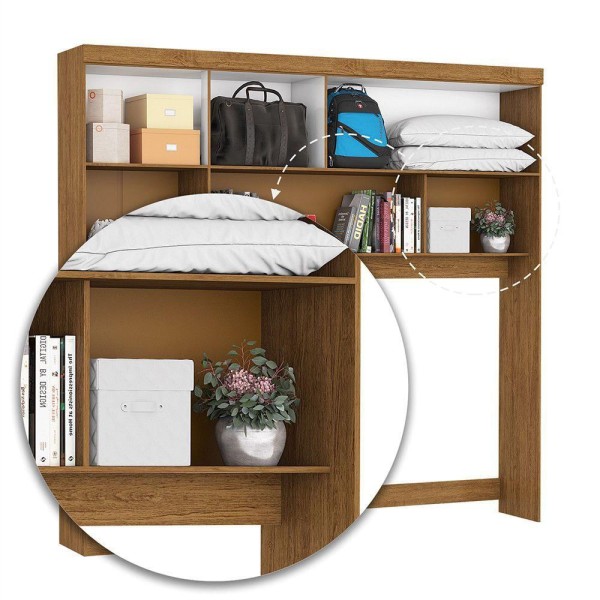 Encontraproduto.com.br - Guarda Roupa Modulado Com Cama Paris 4 Portas 2 Gavetas Freijó Com Off White