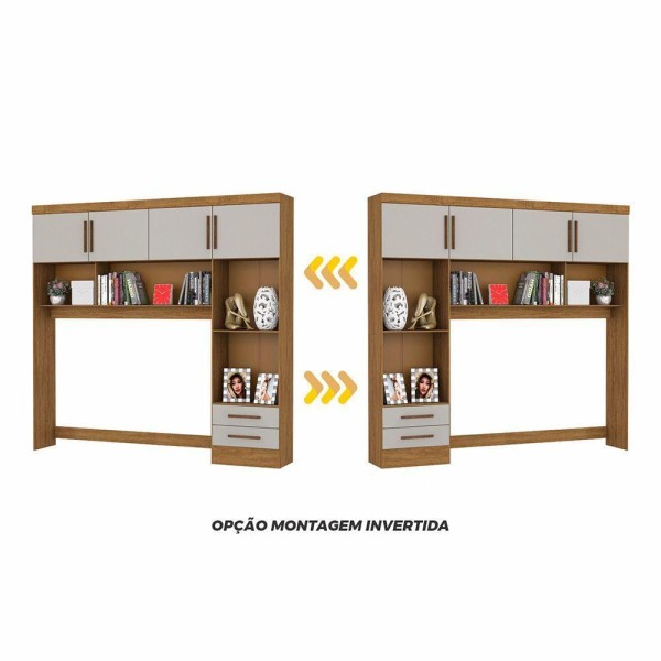 Encontraproduto.com.br - Guarda Roupa Modulado Com Cama Paris 4 Portas 2 Gavetas Freijó Com Off White