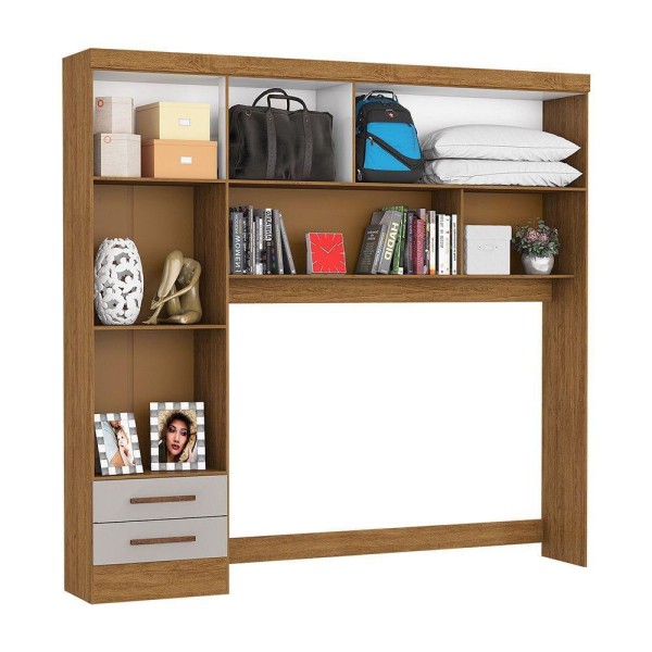 Encontraproduto.com.br - Guarda Roupa Modulado Com Cama Paris 4 Portas 2 Gavetas Freijó Com Off White