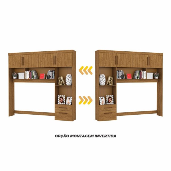 Encontraproduto.com.br - Guarda Roupa Modulado Com Cama Paris 4 Portas 2 Gavetas Freijó