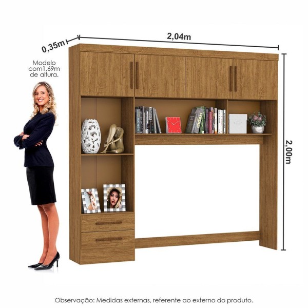 Encontraproduto.com.br - Guarda Roupa Modulado Com Cama Paris 4 Portas 2 Gavetas Freijó