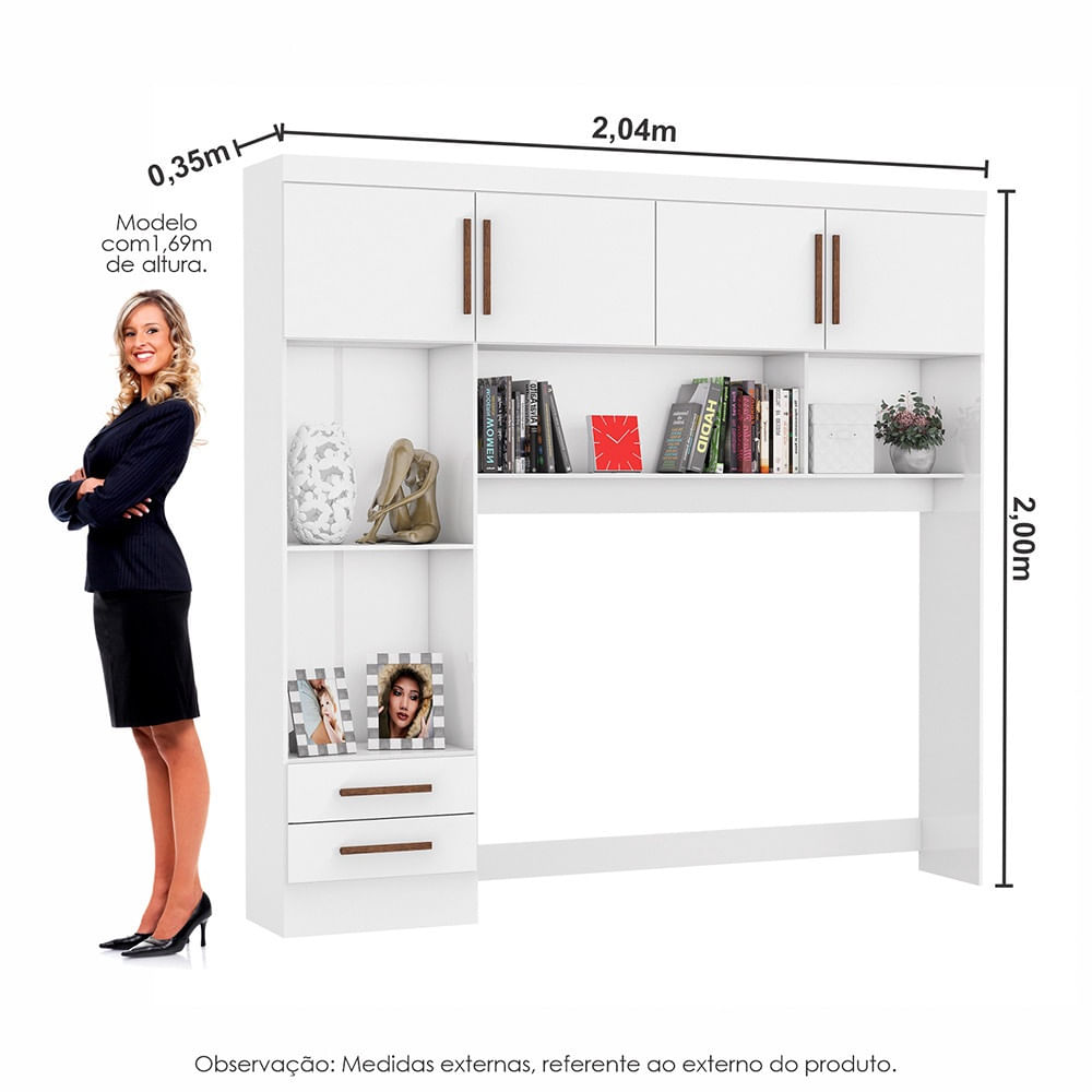 Encontraproduto.com.br - Guarda Roupa Modulado Com Cama Paris 4 Portas 2 Gavetas Branco
