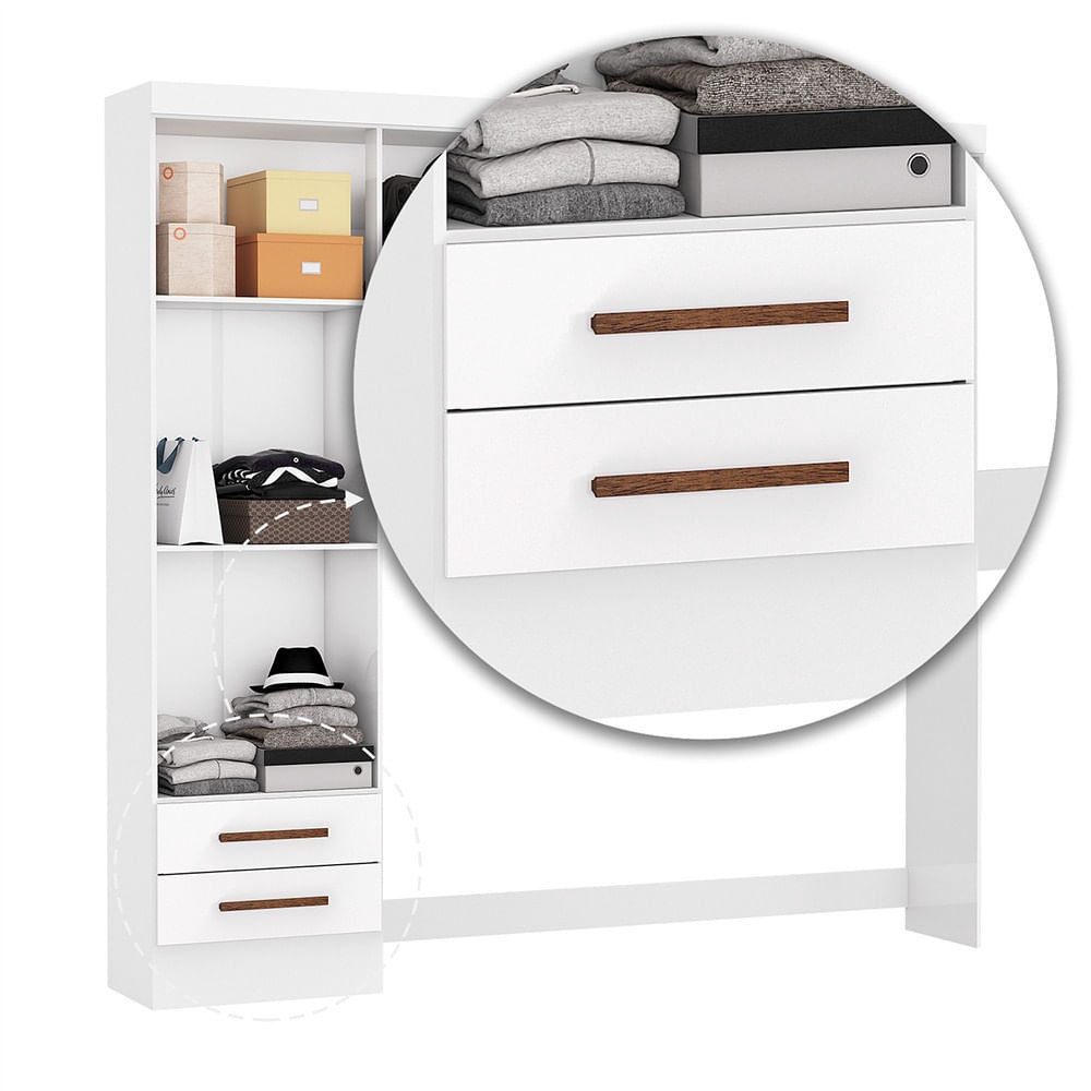 Encontraproduto.com.br - Guarda Roupa Modulado Com Cama Paris 4 Portas 2 Gavetas Branco