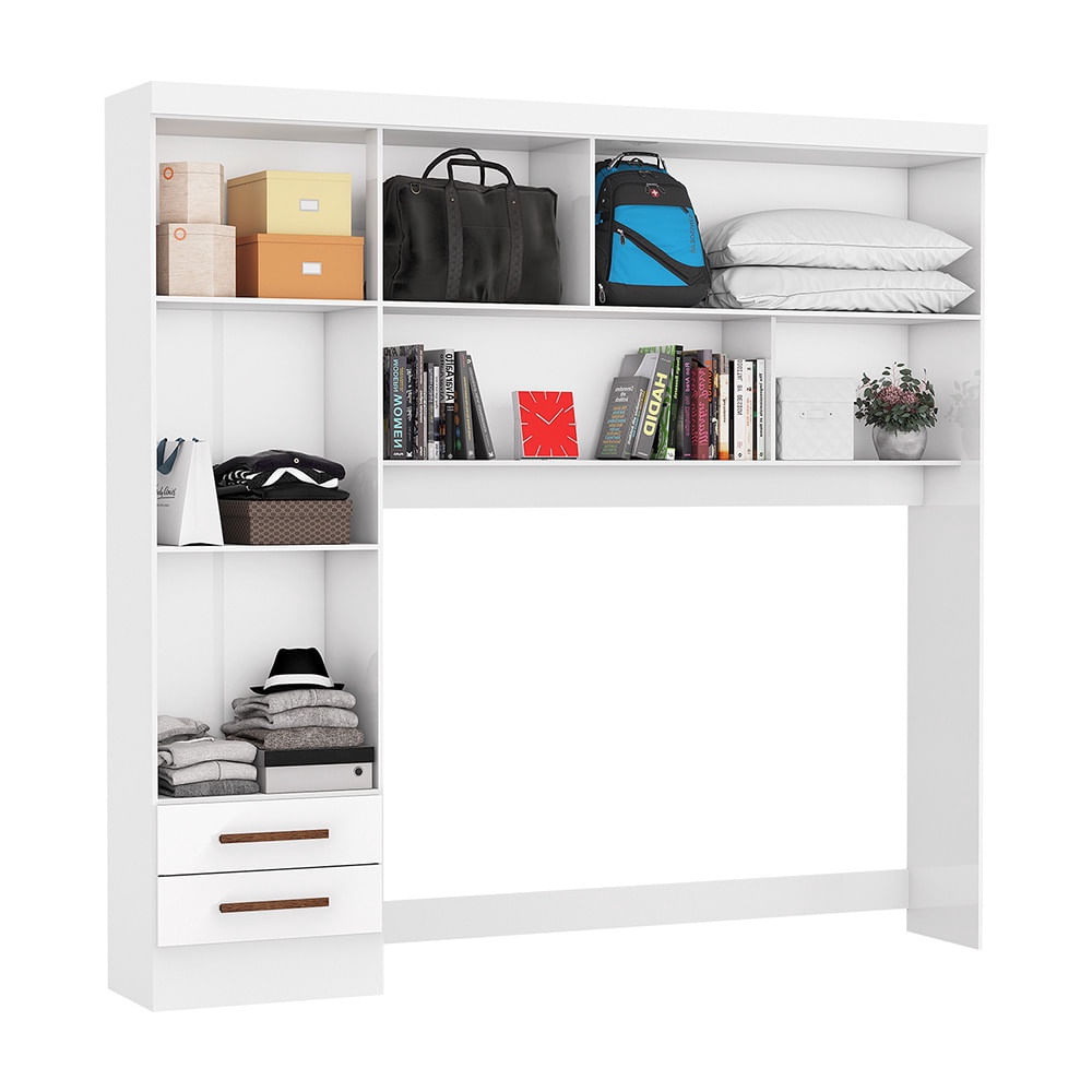 Encontraproduto.com.br - Guarda Roupa Modulado Com Cama Paris 4 Portas 2 Gavetas Branco