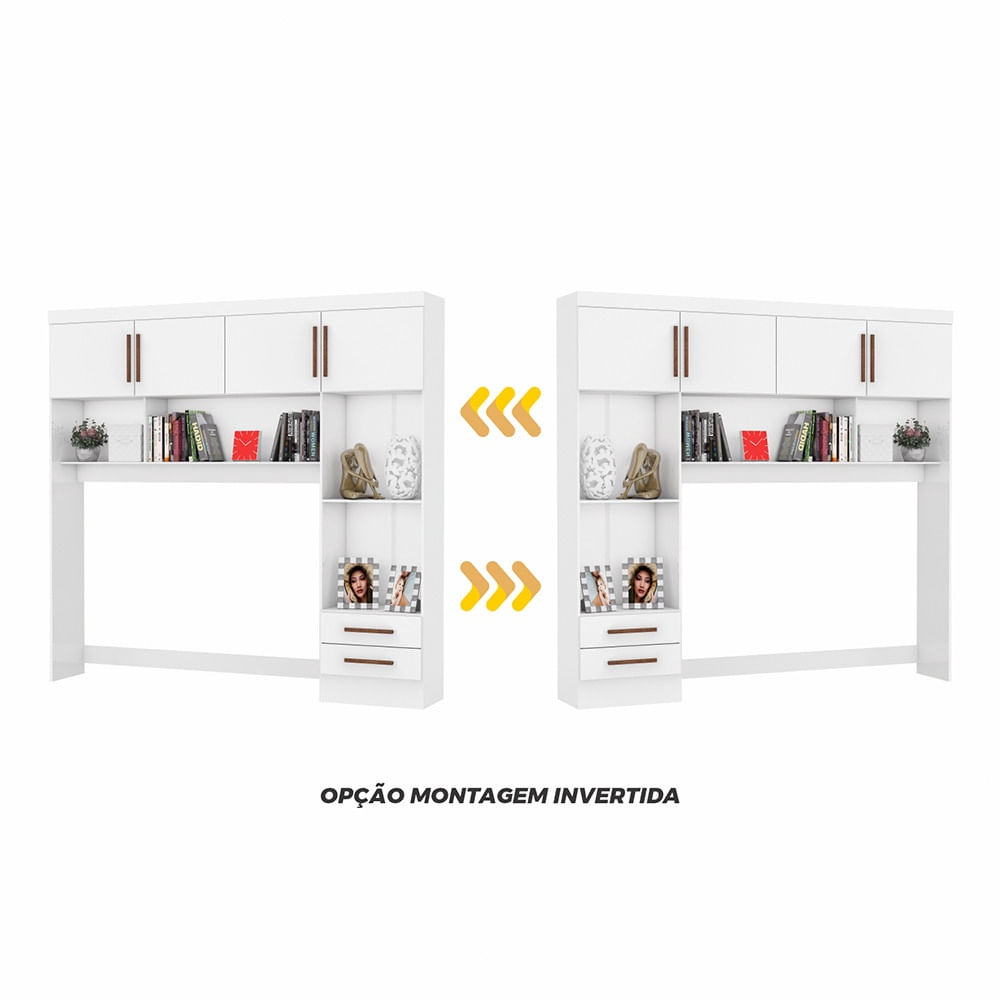 Encontraproduto.com.br - Guarda Roupa Modulado Com Cama Paris 4 Portas 2 Gavetas Branco