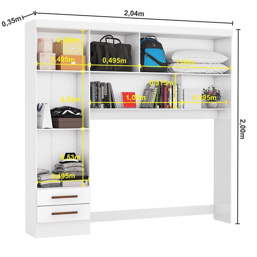 Encontraproduto.com.br - Guarda Roupa Modulado Com Cama Paris 4 Portas 2 Gavetas Branco