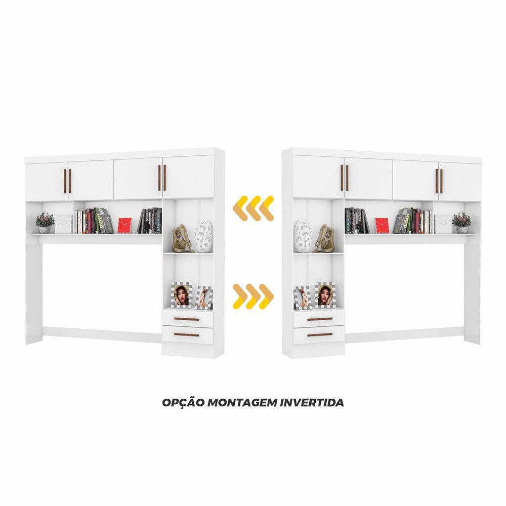 Encontraproduto.com.br - Guarda Roupa Modulado Com Cama Paris 4 Portas 2 Gavetas Branco