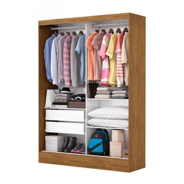 Encontraproduto.com.br - Guarda-roupa Belem Plus 2 Portas De Correr 2 Gavetas Cinamomo