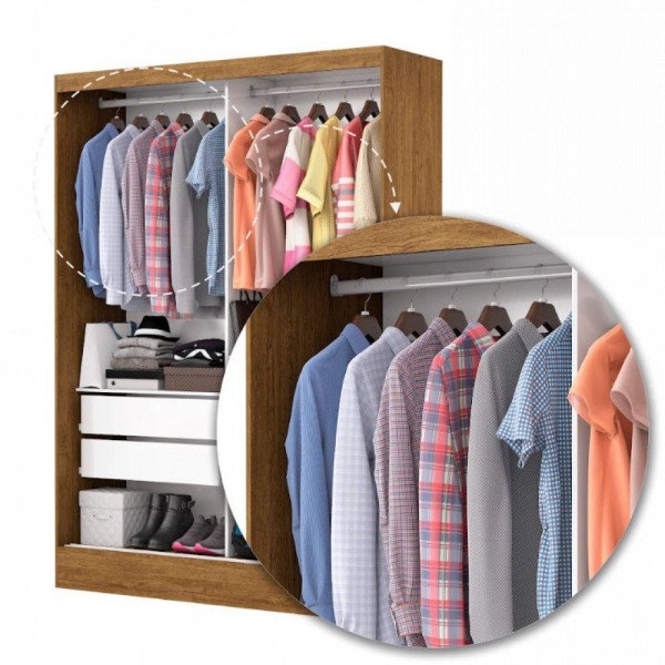 Encontraproduto.com.br - Guarda-roupa Belem Plus 2 Portas De Correr 2 Gavetas Cinamomo
