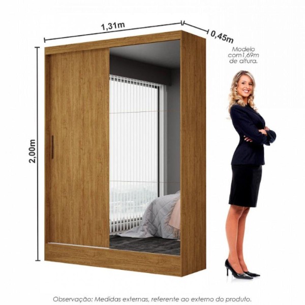 Encontraproduto.com.br - Guarda-roupa Belem Plus 2 Portas De Correr 2 Gavetas Cinamomo
