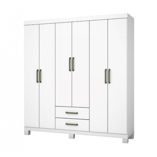 Encontraproduto.com.br - Guarda Roupa A22 6 Portas 2 Gavetas Carioca Móveis Branco
