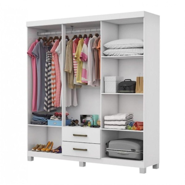 Encontraproduto.com.br - Guarda Roupa A22 6 Portas 2 Gavetas Carioca Móveis Branco