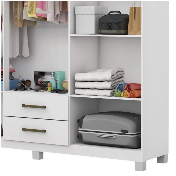 Encontraproduto.com.br - Guarda Roupa A22 6 Portas 2 Gavetas Carioca Móveis Branco